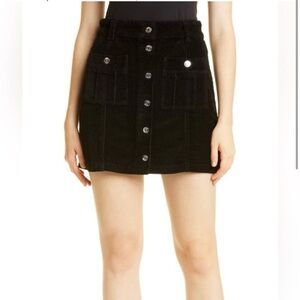 ba&sh Dora Black Corduroy Denim Button Mini Skirt with Pockets size 1